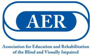 logo for The Association for Education and Rehabilitation of the Blind and Visually Impaired (AER)