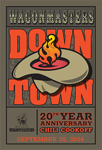 logo for Wichita Wagonmasters 20th anniversary Downtown Chili Cookoff